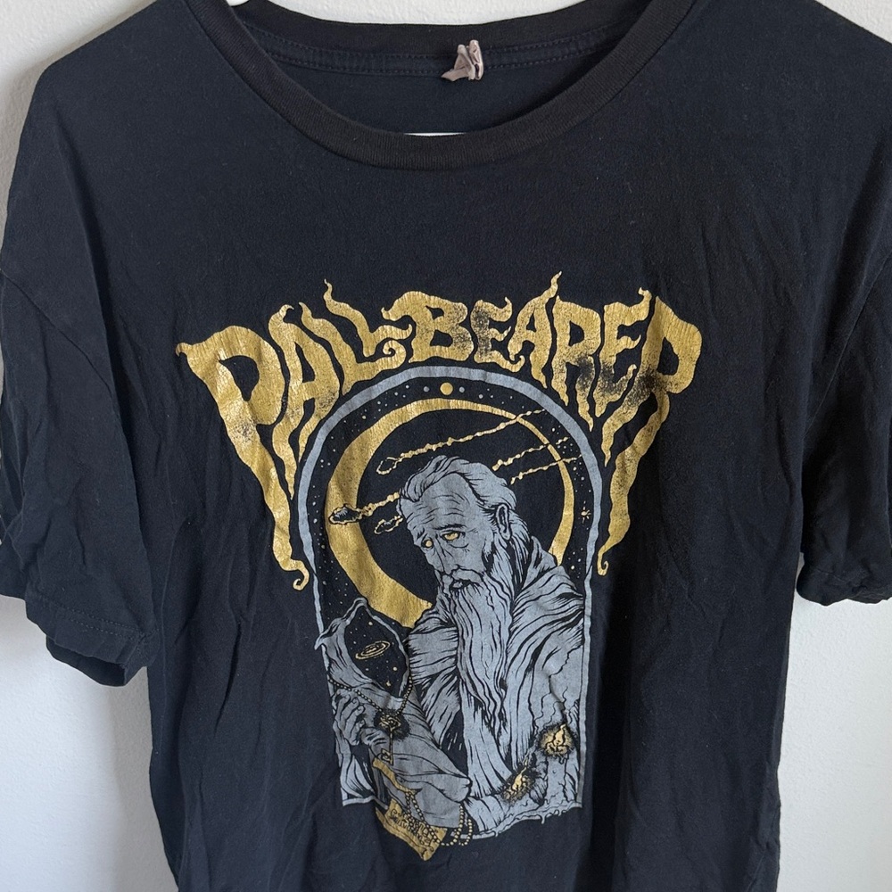 PALLBEARER DOOM METAL Black Graphic T-Shirt with Gold and Gray Design